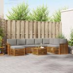 Seturi de canapele cu pernă 9 pcs Gri natural și deschis GartenMobel Dekor