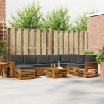 Seturi de canapele cu pernă 9 pcs Natural și Antracit GartenMobel Dekor