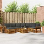 Seturi de canapele cu pernă 9 pcs Natural și Antracit GartenMobel Dekor