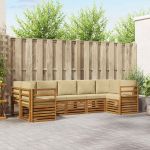 Seturi de canapele 7 pcs Natural și Bej Lemn Solid de Acacia GartenMobel Dekor