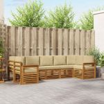 Seturi de canapele 7 pcs Natural și Bej Lemn Solid de Acacia GartenMobel Dekor