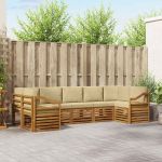 Seturi de canapele 7 pcs Natural și Bej Lemn Solid de Acacia GartenMobel Dekor