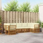 Seturi de canapele 7 pcs Natural și Crem Lemn Solid de Acacia GartenMobel Dekor
