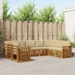 Seturi de canapele 9 pcs Natural și Bej Lemn Solid de Acacia GartenMobel Dekor