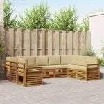 Seturi de canapele 9 pcs Natural și Bej Lemn Solid de Acacia GartenMobel Dekor