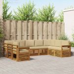 Seturi de canapele 9 pcs Natural și Bej Lemn Solid de Acacia GartenMobel Dekor