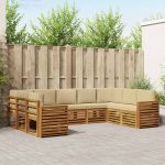 Seturi de canapele 9 pcs Natural și Bej Lemn Solid de Acacia GartenMobel Dekor