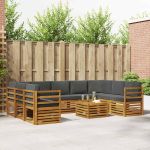 Seturi de canapele cu pernă 10 pcs Natural și Antracit GartenMobel Dekor