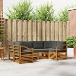 Seturi de canapele cu pernă 20 pcs Natural și Antracit GartenMobel Dekor