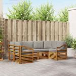 Seturi de canapele cu pernă 6 pcs Gri natural și deschis GartenMobel Dekor