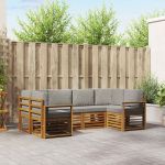 Seturi de canapele cu pernă 6 pcs Gri natural și deschis GartenMobel Dekor