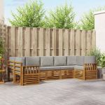 Seturi de canapele cu pernă 7 pcs Gri natural și deschis GartenMobel Dekor