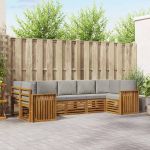 Seturi de canapele cu pernă 7 pcs Gri natural și deschis GartenMobel Dekor
