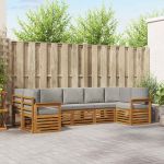 Seturi de canapele cu pernă 7 pcs Gri natural și deschis GartenMobel Dekor
