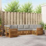 Seturi de canapele cu pernă 7 pcs Gri natural și deschis GartenMobel Dekor