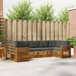 Seturi de canapele cu pernă 7 pcs Natural și Antracit GartenMobel Dekor