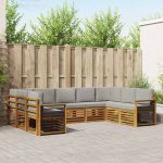 Seturi de canapele cu pernă 9 pcs Gri natural și deschis GartenMobel Dekor