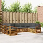 Seturi de canapele cu pernă 9 pcs Natural și Antracit GartenMobel Dekor