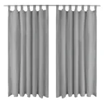 Draperii micro-satin cu bride, 2 buc, 140 x 225 cm, gri GartenMobel Dekor