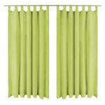 Draperii micro-satin cu bride, 2 buc, 140 x 245 cm, verde GartenMobel Dekor