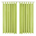 Draperii micro-satin cu bride, 2 buc, 140 x 245 cm, verde GartenMobel Dekor