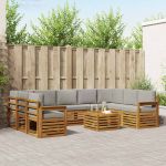 Seturi de canapele cu pernă 10 pcs Gri natural și deschis GartenMobel Dekor