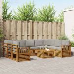 Seturi de canapele cu pernă 10 pcs Gri natural și deschis GartenMobel Dekor