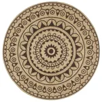 Covor manual cu imprimeu maro închis, 150 cm, iută GartenMobel Dekor