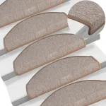 Covorașe pentru scări, 15 buc., 65x24x4 cm, maro deschis, semirotunde, mari GartenMobel Dekor