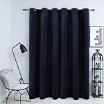 Draperie opacă cu inele metalice, negru, 290 x 245 cm, catifea GartenMobel Dekor