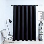 Draperie opacă cu inele metalice, negru, 290 x 245 cm GartenMobel Dekor