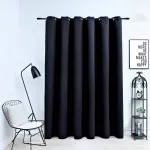 Draperie opacă cu inele metalice, negru, 290 x 245 cm GartenMobel Dekor