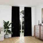 Draperii opace cu cârlige, 2 buc., negru, 140x245 cm, catifea GartenMobel Dekor