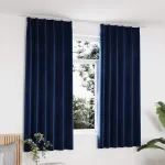 Draperii opace cu cârlige, 2 buc, albastru, 140x175 cm, catifea GartenMobel Dekor