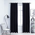 Draperii opace cu inele, 2 buc., negru, 140 x 245 cm, catifea GartenMobel Dekor