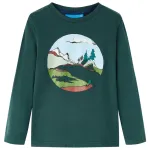 Tricou de copii cu mâneci lungi verde închis 104 GartenMobel Dekor