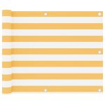 Paravan de balcon, alb și galben, 75 x 400 cm, țesătură oxford GartenMobel Dekor
