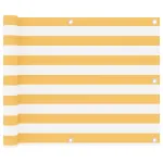 Paravan de balcon, alb și galben, 75 x 500 cm, țesătură oxford GartenMobel Dekor