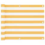 Paravan de balcon, alb și galben, 75 x 600 cm, țesătură oxford GartenMobel Dekor