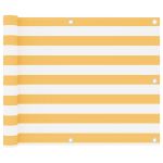 Paravan de balcon, alb și galben, 75 x 600 cm, țesătură oxford GartenMobel Dekor