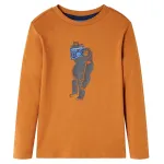 Tricou pentru copii cu mâneci lungi, ocru închis, 92 GartenMobel Dekor