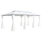 Pavilion cu perdele, alb, 600 x 298 x 270 cm, 180g/m² GartenMobel Dekor
