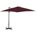 Umbrelă în consolă cu stâlp din aluminiu, bordo, 250x250 cm GartenMobel Dekor