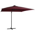 Umbrelă în consolă de grădină cu LED-uri, roșu bordo 250x250 cm GartenMobel Dekor