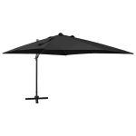 Umbrelă în consolă cu stâlp și LED-uri, negru, 300 cm GartenMobel Dekor