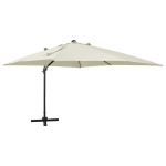 Umbrelă în consolă cu stâlp și LED-uri, nisipiu, 300 cm GartenMobel Dekor