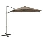 Umbrelă în consolă cu stâlp și LED-uri, taupe, 300 cm GartenMobel Dekor