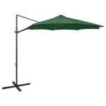 Umbrelă în consolă cu stâlp și LED-uri, verde, 300 cm GartenMobel Dekor