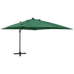 Umbrelă în consolă cu stâlp și LED-uri, verde, 300 cm GartenMobel Dekor