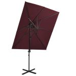 Umbrelă în consolă cu înveliș dublu, roșu bordo, 250x250 cm GartenMobel Dekor